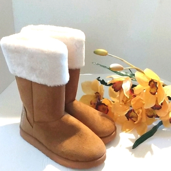 MUDD MID-CALF CAMEL BROWN FAUX FUR BOOTS SIZE 6  NWT - Picture 2 of 7